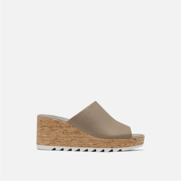 Sorel Cameron Wedge Mule Sandals Shoes in Omega Taupe - Picture 1 of 12